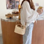 Mini Straw Bucket Purse Straw Crossbody Picture color Bag