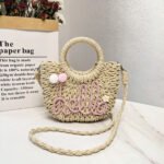 Minimalist Urban Tote Straw Crossbody White Bag