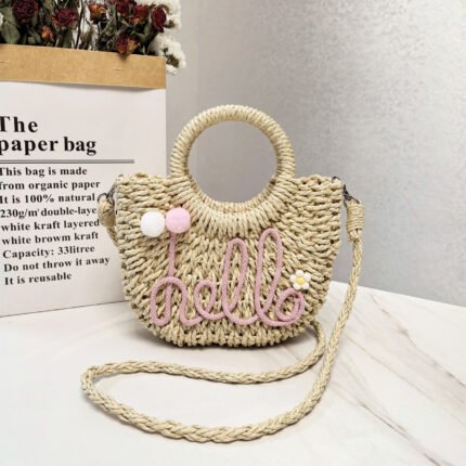 Minimalist Urban Tote Straw Crossbody White Bag