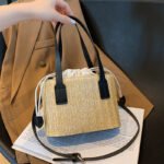 Street Style Straw Crossbody Black Bag