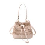 CityStitch Soft Drawstring Straw Crossbody Bag off white