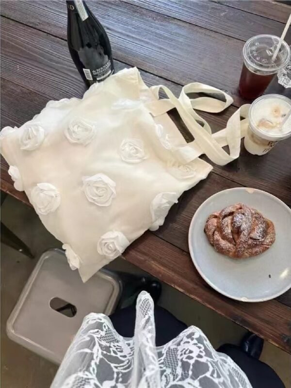 SimpleBlossom Nylon Crossbody Bag White