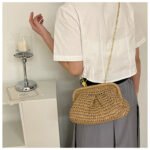 ShellWeave Straw Crossbody Bag Khaki