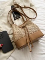 CityStitch Soft Drawstring Straw Bag crossbody