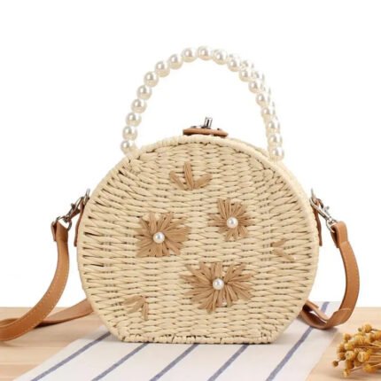 SpringLoom Beaded Lock Crossbody Bag off white