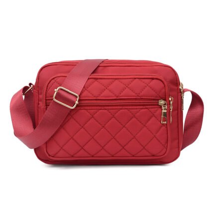 Compact Grid Shoulder Bag Red