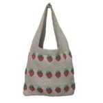 Soft Strawberry Woven Crossbody khaki Bag