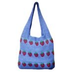 Soft Strawberry Woven Crossbody Blue Bag