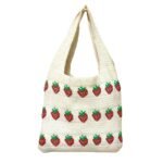 Soft Strawberry Woven Crossbody off white Bag