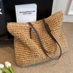 Medium Hand Woven Crossbody Bag Khaki