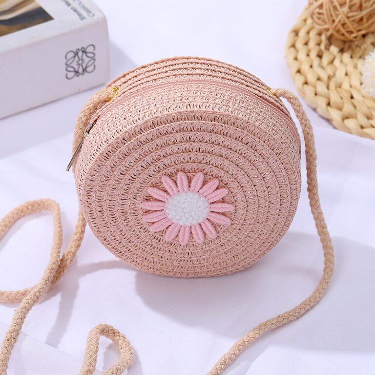 Mini Daisy Woven Crossbody pink Bag