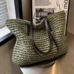 Medium Hand Woven Crossbody Bag Green