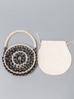Halo Beaded Bag Black White