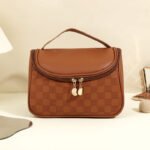 Plaid Trend Cosmetic Bag Brown