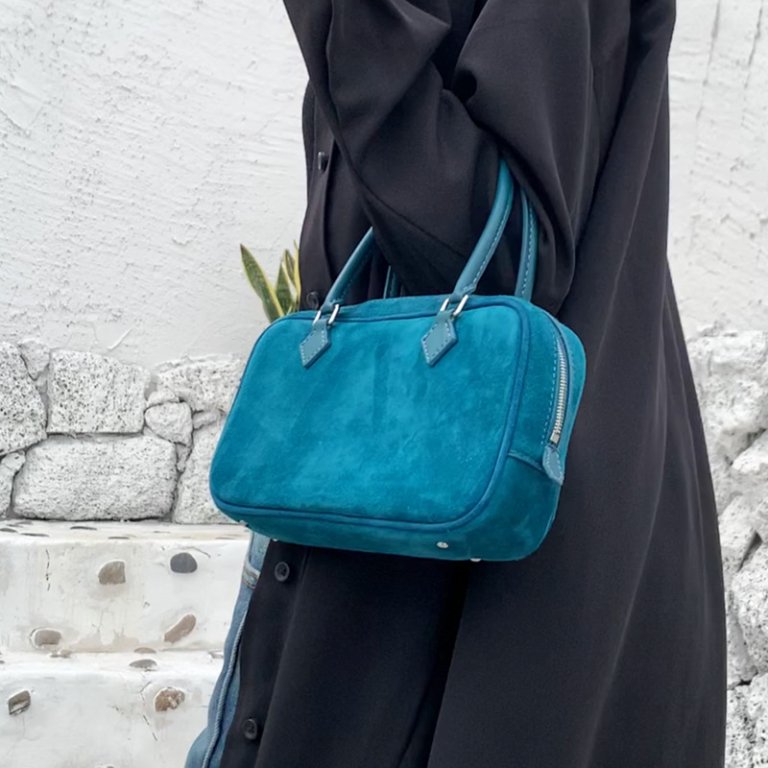 Luxe Mini Suede Hobo Bag Blue