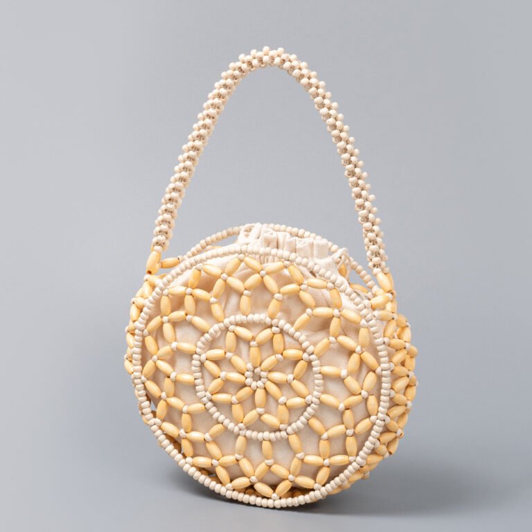 Halo Beaded Bag Beige