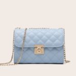 Plaid Luxe Woven Bag Sky Blue