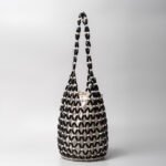 Artisan Cylindrical Woven Crossbody black + white beads bag