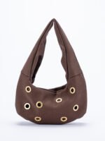 Soft Dumpling Suede Hobo Bag Brown