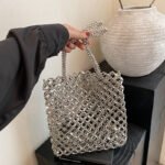 Loom Square Beaded Bag Silver