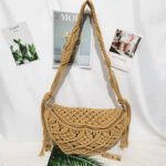 Minimalist Woven Crossbody Bag Brown