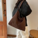 Coffee Everyday Carry Large Suede Bag