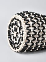 Artisan Cylindrical Woven Crossbody black + white beads bag