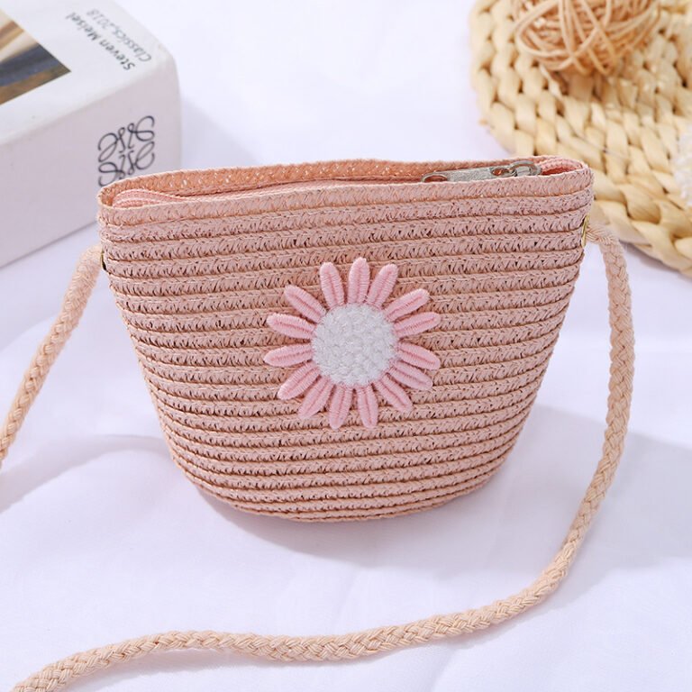 Mini Shell Woven Crossbody pink Bag