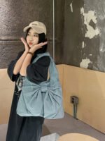 Bow Edge Tote Bag Blue