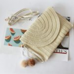 Natural Papyrus Straw Crossbody off white Bag