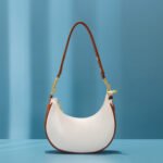 Retro Dumpling suede hobo pink white bag