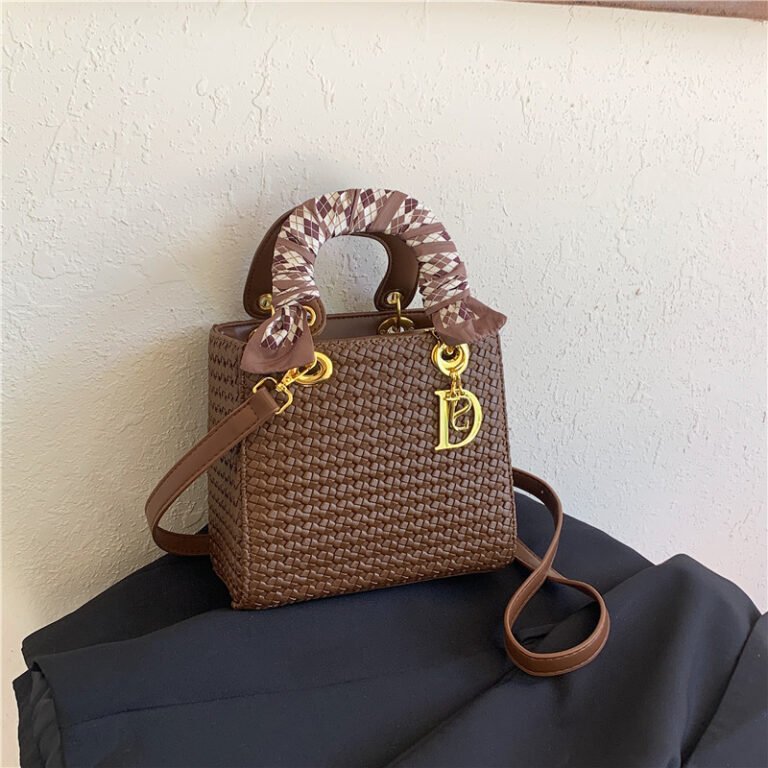 Square Edge Woven Bag Brown