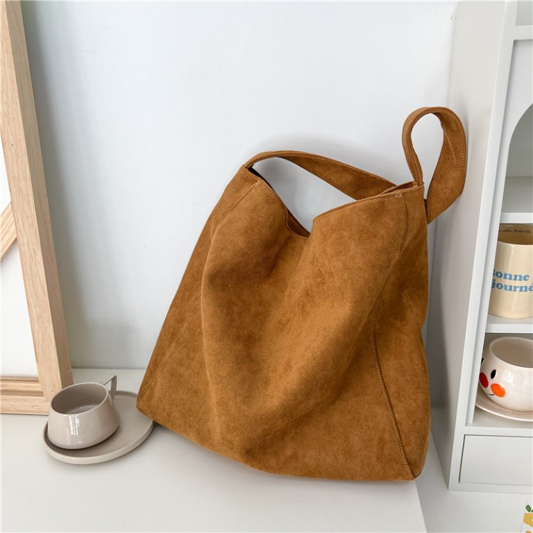 Brown Everyday Carry Large Suede Bag