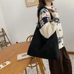 Black Everyday Carry Large Suede Bag