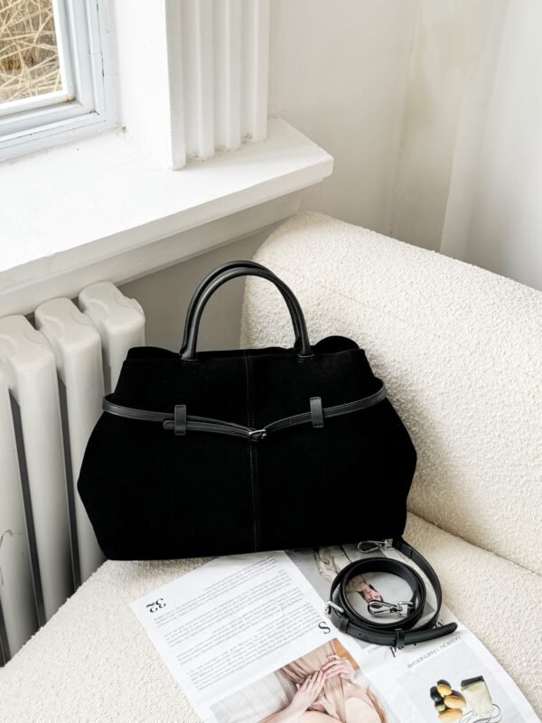 Nubuck Vibe Suede Hobo Black Bag