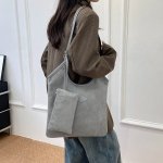 Suedora Luxe Bucket Bag Grey