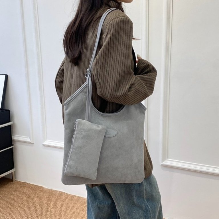 Suedora Luxe Bucket Bag Grey