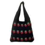 Soft Strawberry Woven Crossbody black Bag