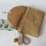 Natural Papyrus Straw Crossbody khaki Bag