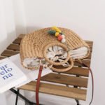 Straw Woven Crossbody Half-Circle Straw Bag