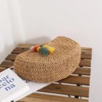 Straw Woven Half-Circle Crossbody Straw Bag