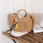 Straw Woven Half-Circle Straw Crossbody