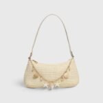 Woven Straw Shoulder Bag with Shell Charms
