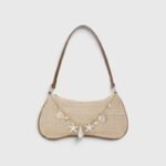 Woven Straw Shoulder Bag with Shell Charms - Image 2
